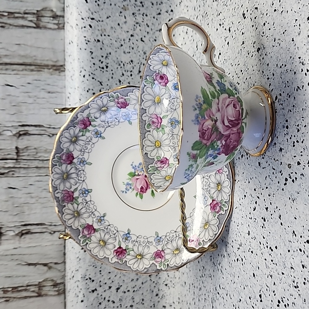 Rosina Bone China Vintage Teacup and Saucer